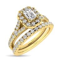 Thumbnail for Diamond  Split Shank Single Halo Bridal Ring 1 ct tw Emerald Cut in 14K Yellow Gold