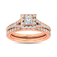 Thumbnail for Diamond  Split Shank Single Halo Bridal Ring 1 ct tw Princess Cut in 14K Rose Gold
