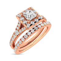 Thumbnail for Diamond  Split Shank Single Halo Bridal Ring 1 ct tw Princess Cut in 14K Rose Gold