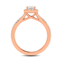 Thumbnail for Diamond  Split Shank Single Halo Bridal Ring 1 ct tw Princess Cut in 14K Rose Gold
