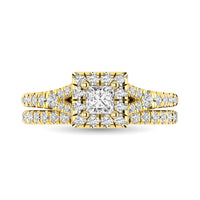 Thumbnail for Diamond  Split Shank Single Halo Bridal Ring 1 ct tw Princess Cut in 14K Yellow Gold