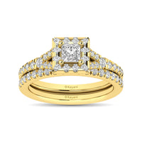 Thumbnail for Diamond  Split Shank Single Halo Bridal Ring 1 ct tw Princess Cut in 14K Yellow Gold