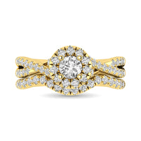 Thumbnail for Diamond  Twist Shank Single Halo Bridal Ring 1 ct tw Round Cut in 14K Yellow Gold