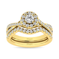 Thumbnail for Diamond  Twist Shank Single Halo Bridal Ring 1 ct tw Round Cut in 14K Yellow Gold