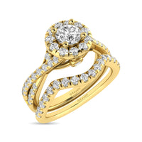 Thumbnail for Diamond  Twist Shank Single Halo Bridal Ring 1 ct tw Round Cut in 14K Yellow Gold