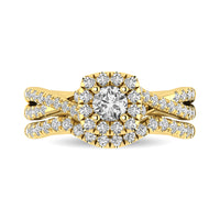Thumbnail for Diamond  Twist Shank Single Halo Bridal Ring 1 ct tw Round Cut in 14K Yellow Gold