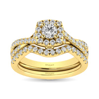 Thumbnail for Diamond  Twist Shank Single Halo Bridal Ring 1 ct tw Round Cut in 14K Yellow Gold