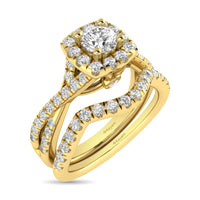 Thumbnail for Diamond  Twist Shank Single Halo Bridal Ring 1 ct tw Round Cut in 14K Yellow Gold