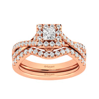 Thumbnail for Diamond  Twist Shank Single Halo Bridal Ring 1 ct tw Princess Cut in 14K Rose Gold