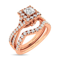 Thumbnail for Diamond  Twist Shank Single Halo Bridal Ring 1 ct tw Princess Cut in 14K Rose Gold