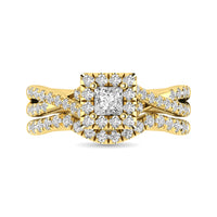 Thumbnail for Diamond  Twist Shank Single Halo Bridal Ring 1 ct tw Princess Cut in 14K Yellow Gold