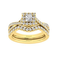 Thumbnail for Diamond  Twist Shank Single Halo Bridal Ring 1 ct tw Princess Cut in 14K Yellow Gold