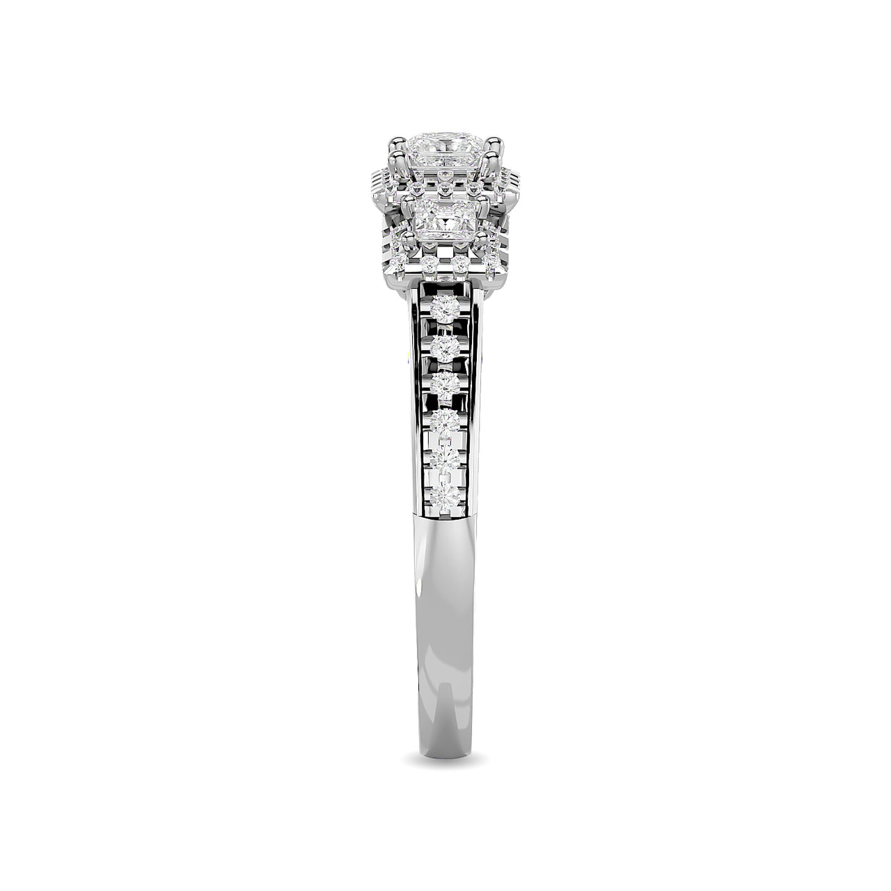 Diamond 1 Ct.Tw. Round and Princess Bridal Ring in 14K White Gold