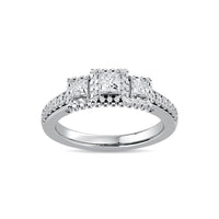 Thumbnail for Diamond 3/4 Ct.Tw. Round and Princess Bridal Ring in 14K White Gold