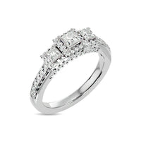 Thumbnail for Diamond 3/4 Ct.Tw. Round and Princess Bridal Ring in 14K White Gold