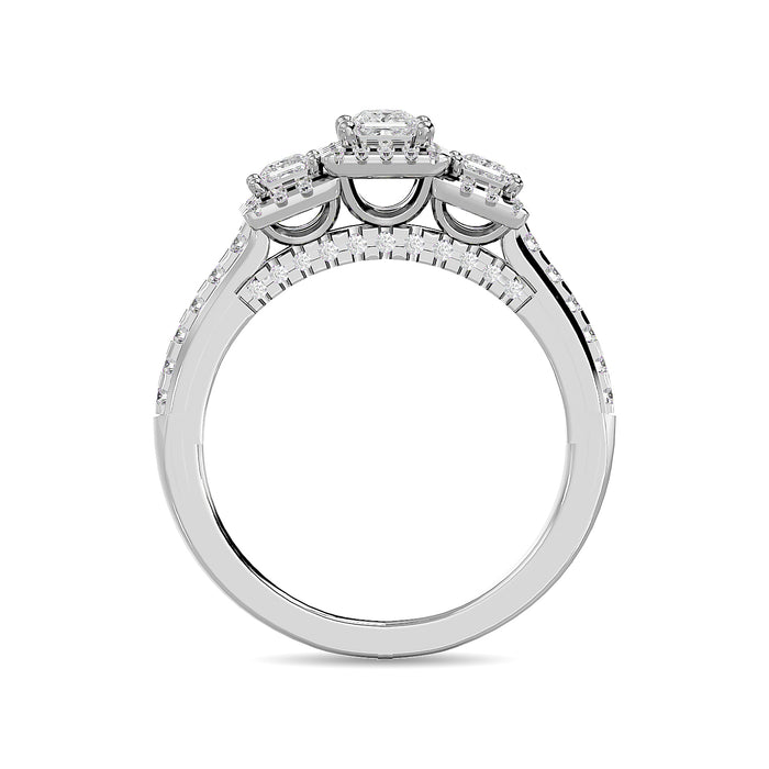 Diamond 3/4 Ct.Tw. Round and Princess Bridal Ring in 14K White Gold