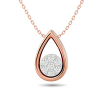 Thumbnail for Diamond Tear Shape Pendant 1/10 ct tw Round Cut in 10K Rose Gold