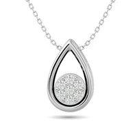 Thumbnail for Diamond Tear Shape Pendant 1/10 ct tw Round Cut in 10K White Gold