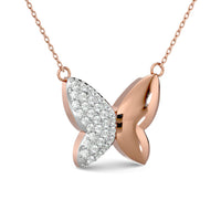 Thumbnail for Diamond 1/8 ct tw Butterfly Necklace in 10K Rose Gold