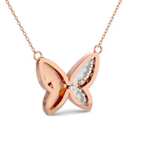 Thumbnail for Diamond 1/8 ct tw Butterfly Necklace in 10K Rose Gold