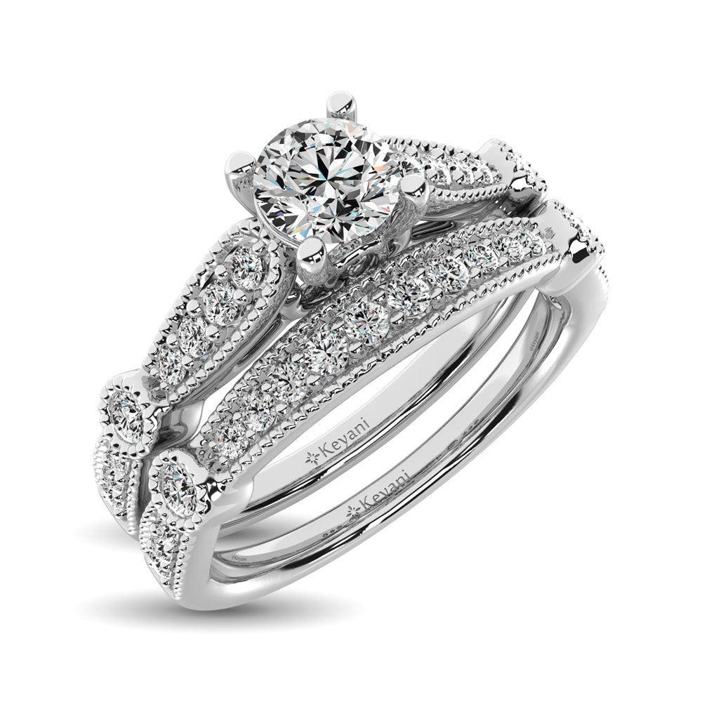 Diamond 1 Ct.Tw. Bridal Ring in 14K White Gold