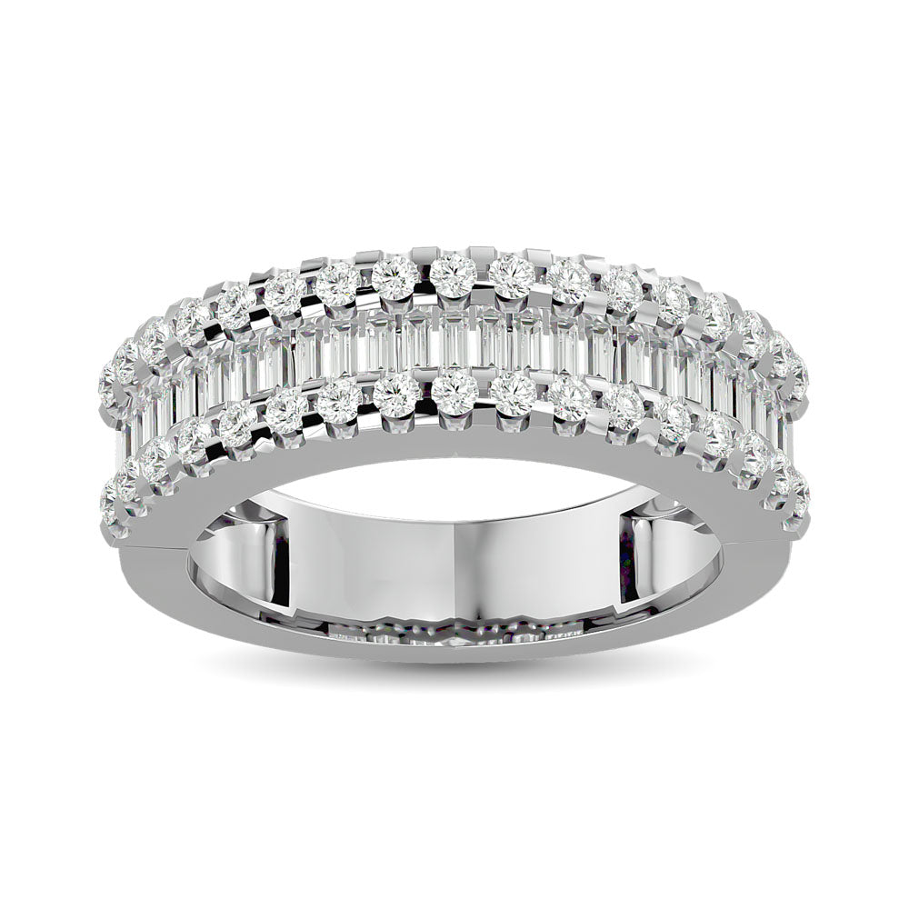 Diamond 1 Ct.Tw. Round and Baguette Fashion Band in 10K White Gold