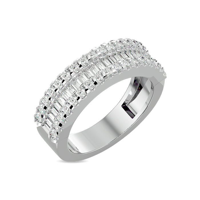 Diamond 1 Ct.Tw. Round and Baguette Fashion Band in 10K White Gold