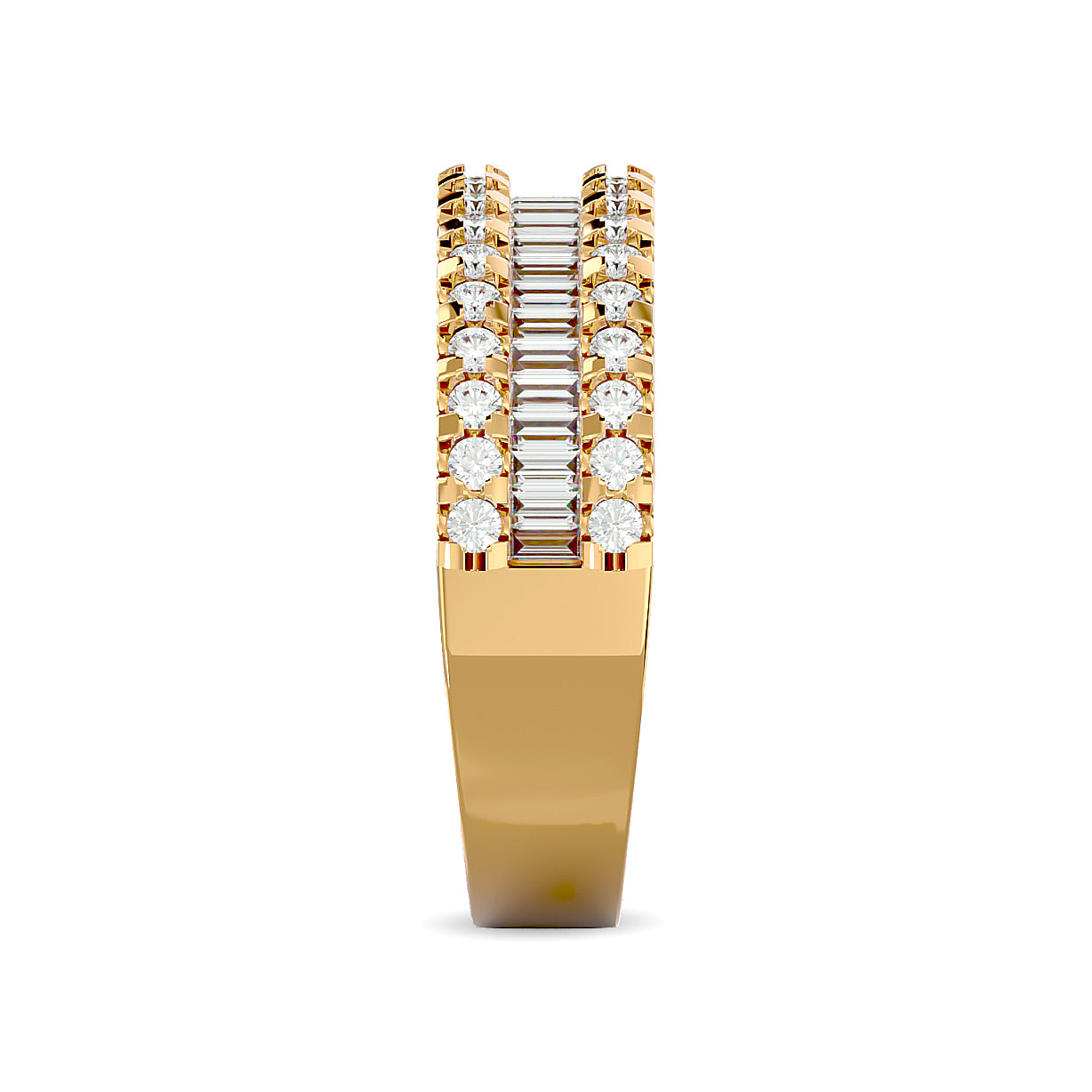 Diamond 1 Ct.Tw. Round and Baguette Fashion Band in 10K White Gold