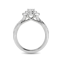 Thumbnail for Diamond Twist Shank Double Halo Bridal Ring 3/4 ct tw Round Cut in 14K White Gold