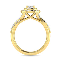 Thumbnail for Diamond  Twist Shank Double Halo Bridal Ring 1 ct tw Round Cut in 14K Yellow Gold