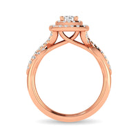 Thumbnail for Diamond  Twist Shank Double Halo Bridal Ring 1 ct tw Round Cut in 14K Rose Gold