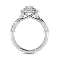 Thumbnail for Diamond Twist Shank Double Halo Bridal Ring 3/4 ct tw Round Cut in 14K White Gold