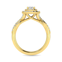 Thumbnail for Diamond  Twist Shank Double Halo Bridal Ring 3/4 ct tw Round Cut in 14K Yellow Gold
