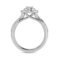 Thumbnail for Diamond Twist Shank Double Halo Bridal Ring 3/4 ct tw Oval Cut in 14K White Gold
