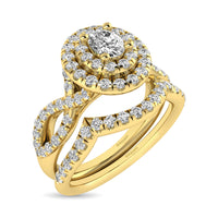 Thumbnail for Diamond  Twist Shank Double Halo Bridal Ring 3/4 ct tw Oval Cut in 14K Yellow Gold