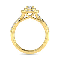 Thumbnail for Diamond  Twist Shank Double Halo Bridal Ring 3/4 ct tw Oval Cut in 14K Yellow Gold
