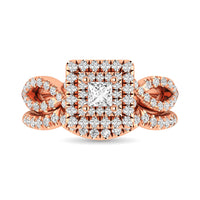 Thumbnail for Diamond 1 Ct.Tw. Round and Princess Bridal Ring in 14K Rose Gold