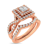 Thumbnail for Diamond 1 Ct.Tw. Round and Princess Bridal Ring in 14K Rose Gold