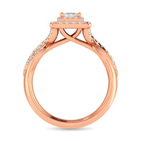 Thumbnail for Diamond 1 Ct.Tw. Round and Princess Bridal Ring in 14K Rose Gold