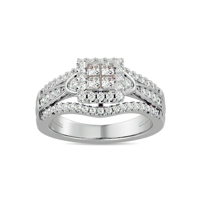 Diamond 3/4 ct tw Princess Head Engagement Ring  in 10K White Gold