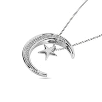 Thumbnail for Diamond Moon and Star  Pendant 1/20 ct tw in Sterling Silver