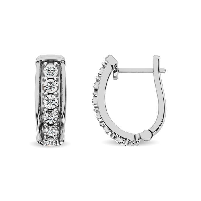 Diamond Hoop Earrings 1/10 ct tw in Sterling Silver