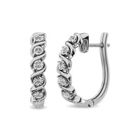 Thumbnail for Diamond Hoop Earrings 1/10 ct tw in Sterling Silver