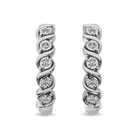 Thumbnail for Diamond Hoop Earrings 1/10 ct tw in Sterling Silver