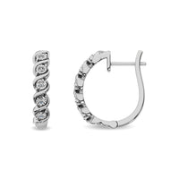 Thumbnail for Diamond Hoop Earrings 1/10 ct tw in Sterling Silver