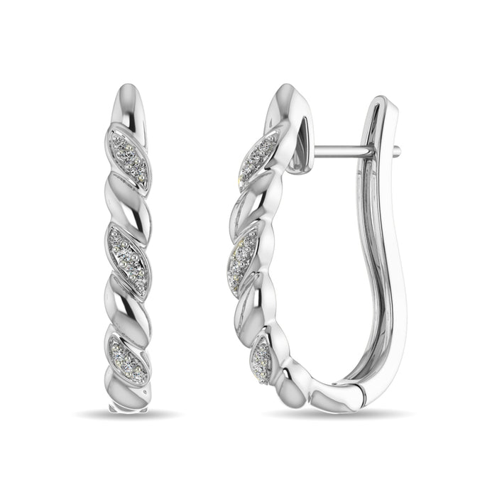 Diamond Hoop Earrings 1/10 ct tw in Sterling Silver