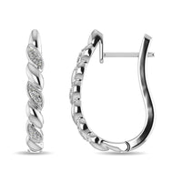 Thumbnail for Diamond Hoop Earrings 1/10 ct tw in Sterling Silver