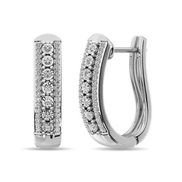 Diamond Hoop Earrings 1/10 ct tw in Sterling Silver