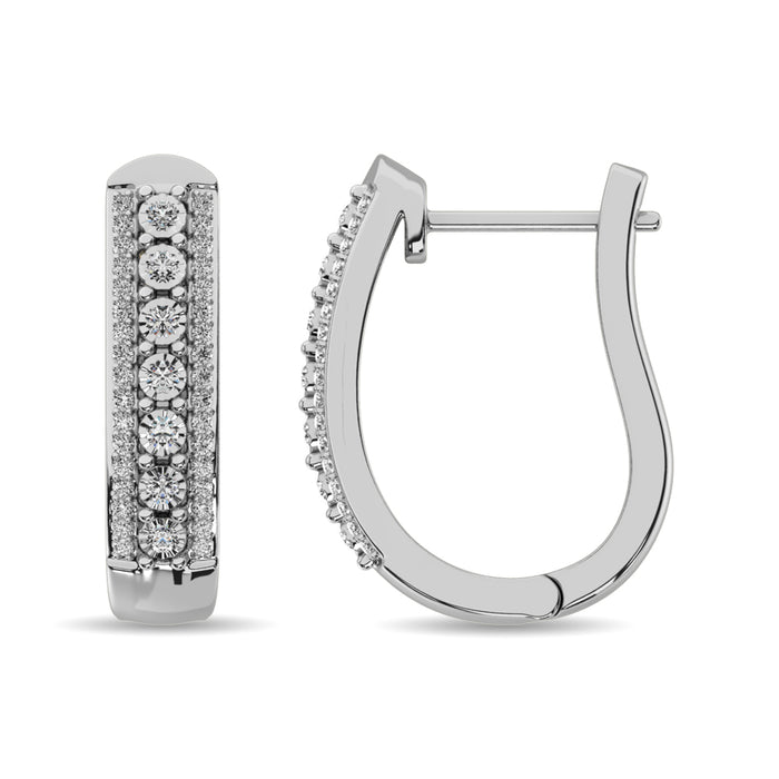 Diamond Hoop Earrings 1/10 ct tw in Sterling Silver