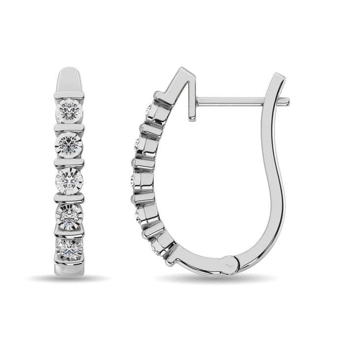 Diamond Hoop Earrings 1/10 ct tw in 10K White Gold